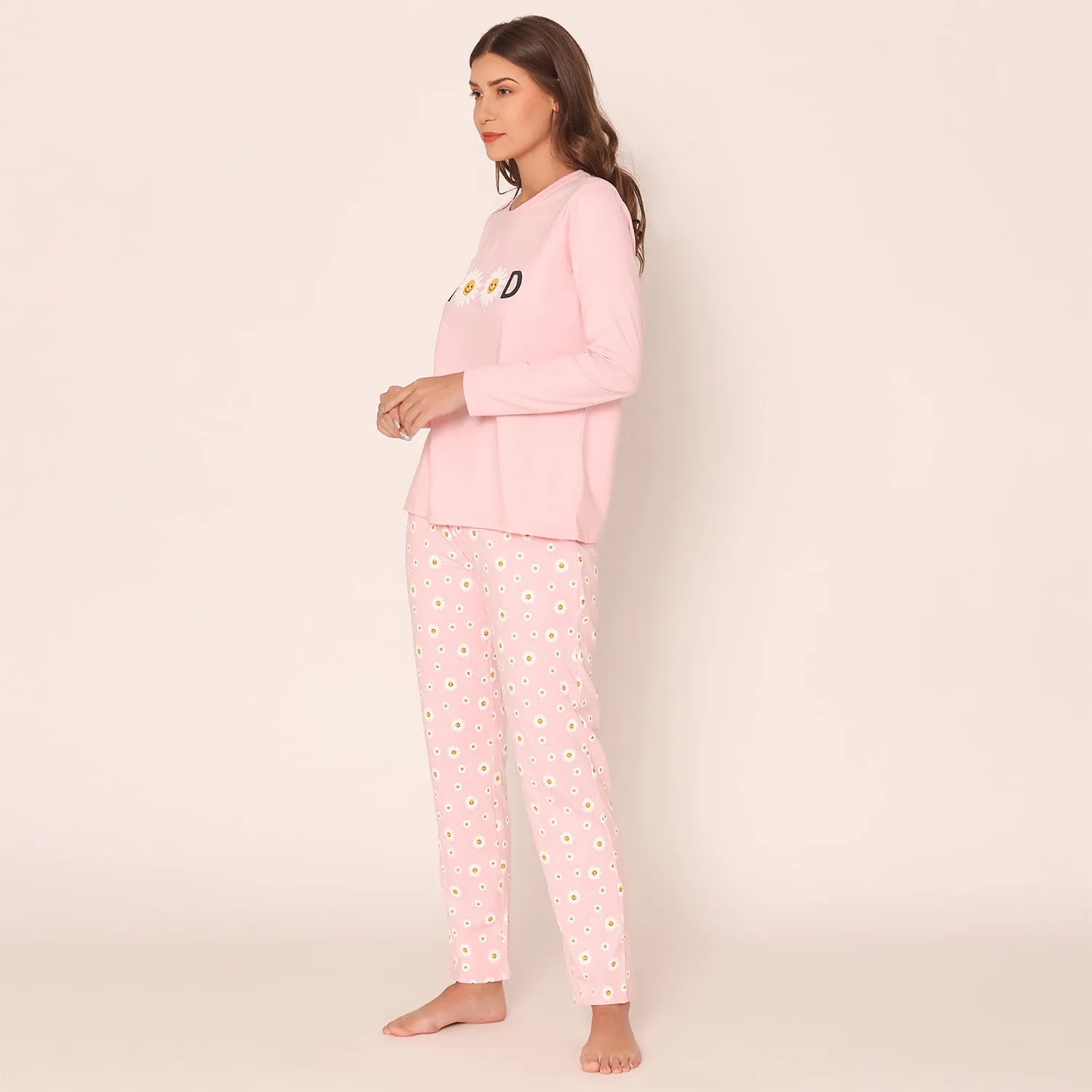 Women's Cozy Comfort Mood T-shirt & Pajama Night Suit Set